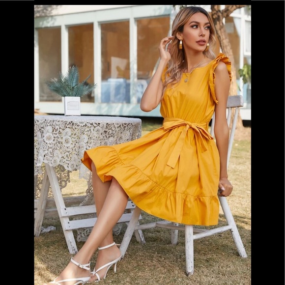 Flounce Hem Ruffled Dress 100% Cotton - Picture 3 of 8